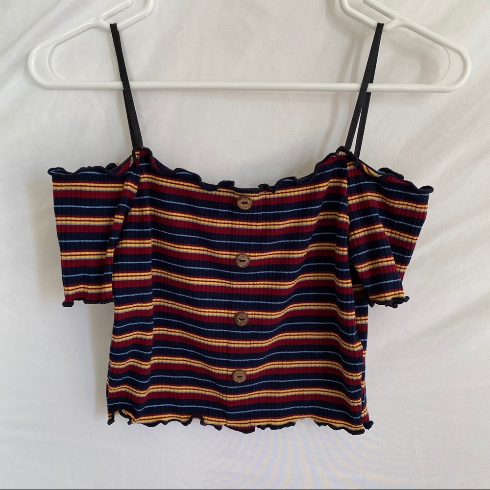 popular 21 Black Multi Stripe Off The Shoulder M
